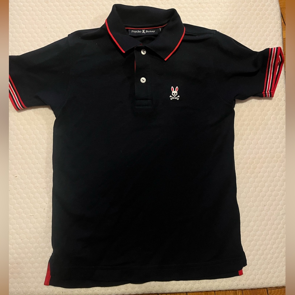 Psycho Bunny Black Polo with Red Accents
